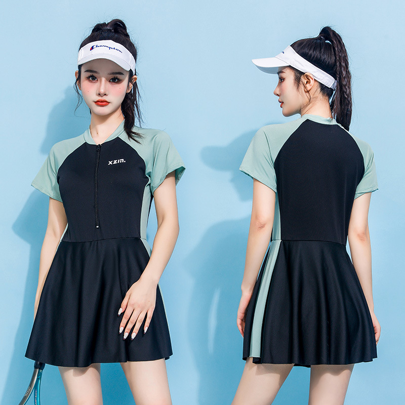 Young Women'S Formal Wear - Женский слитный купальник-платье с длинным рукавом,