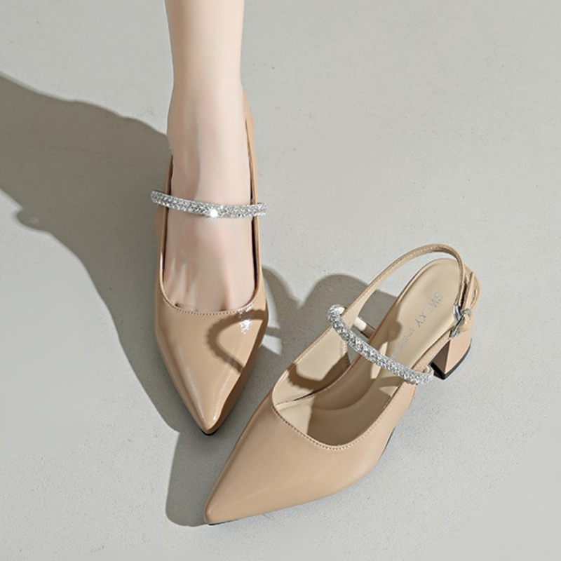 Formal Women Daily Wear Sandals - Женские туфли-лодочки с квадратным носком, стразами